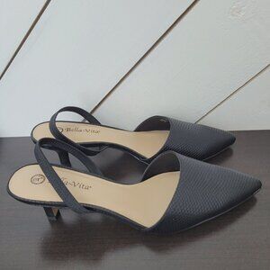 NEW Bella~Vita Sarah II Black Snake Womens 11 WW Print Slingback Heels